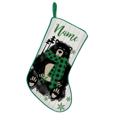 Cozy Bear Scarf Personalized Trim Stocking