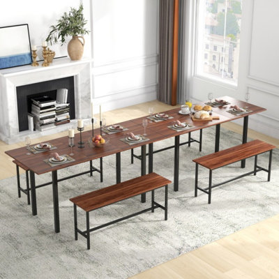 Ensemble de table de salle à manger 3 pièces pour 4 à 6 personnes avec 2 bancs