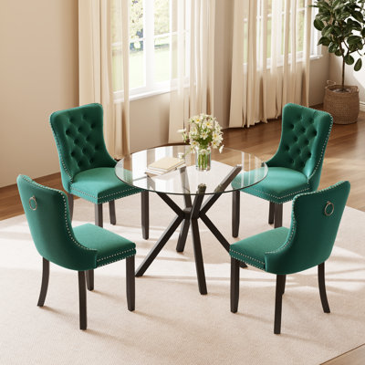 Ensemble de table ronde pour 2 à 4 personnes, table de cuisine moderne et chaises avec fauteuil capitonné en velours pour la salle à manger, petit espace, appartement