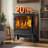 Cythina 24 ” Freestanding Electric Fireplace Stove Heater with Remote Control & Smart APP
