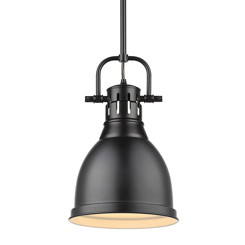Luminaire suspendu unique / remarquable à 1 lumière Ruthie sans accents de matériau secondaire ou d'accent, Noir mat