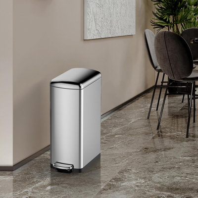 8 Gallon (30L) Slim Kitchen Trash Can, Stainless Steel Garbage Can