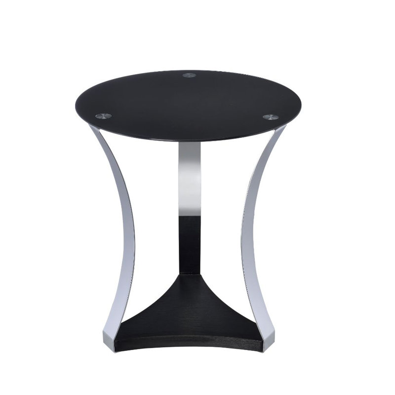 Bendte Contemporary 18"Dia Round End Table in Chrome & Black