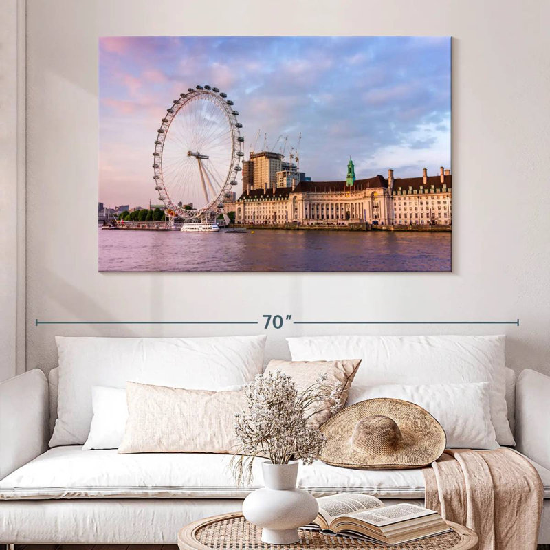 Rorry London Eye Along Thames River, 34" H x 51" W