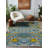 Florest Collection Digital Print Cotton-Polyester Blue Floral Rug-1479440342