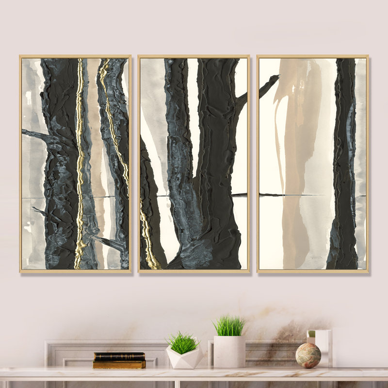 «Forest Silhouette II», ensemble d'art moderne sur toile encadrée moderne et contemporaine, 28" H x 36" W x 1" D, Cadre brun