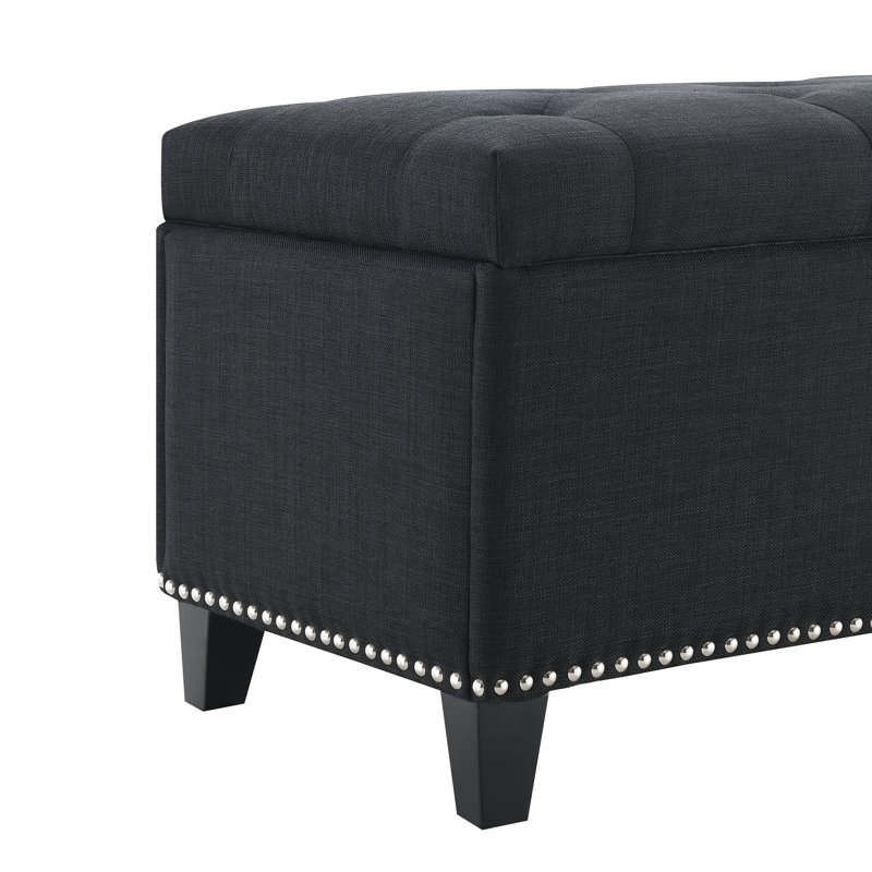 Linen Upholstered Bench, Black