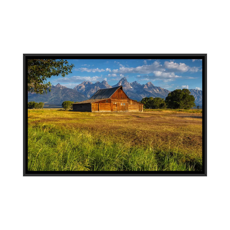 «Grand Teton Barn», reproduction de photo sur toile, H 18 po x l 26 po x P 1,5 po, Toile avec cadre noir, Pas de tapis