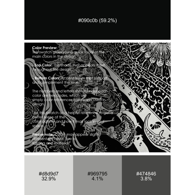 Tapis d'inspiration mondiale gris et noir lavable à la machine, 7 x 9