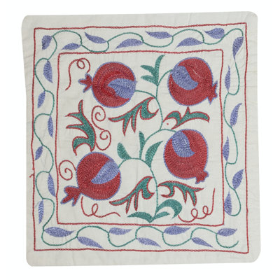 Housse de coussin traditionnelle en coton. Coussin brodé. Nouveau coussin décoratif. 18 x 19 po