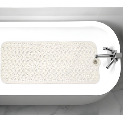 40" Beige Latex Bubbles Non Slip Shower Mat