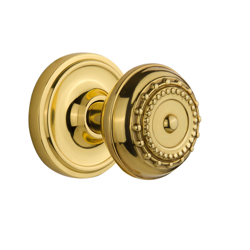Classic Rosette with Meadows Door Knob, Unlacquered Brass, 2-3/8"