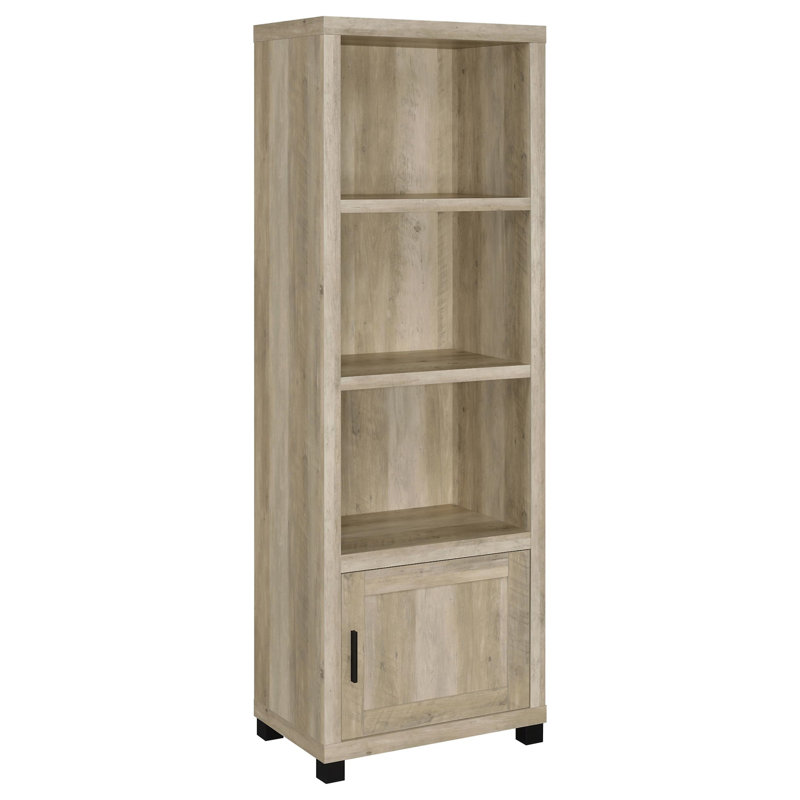 Tour média en bois d'ingénierie à 3 tablettes Vivek, Blanc naturel délavé