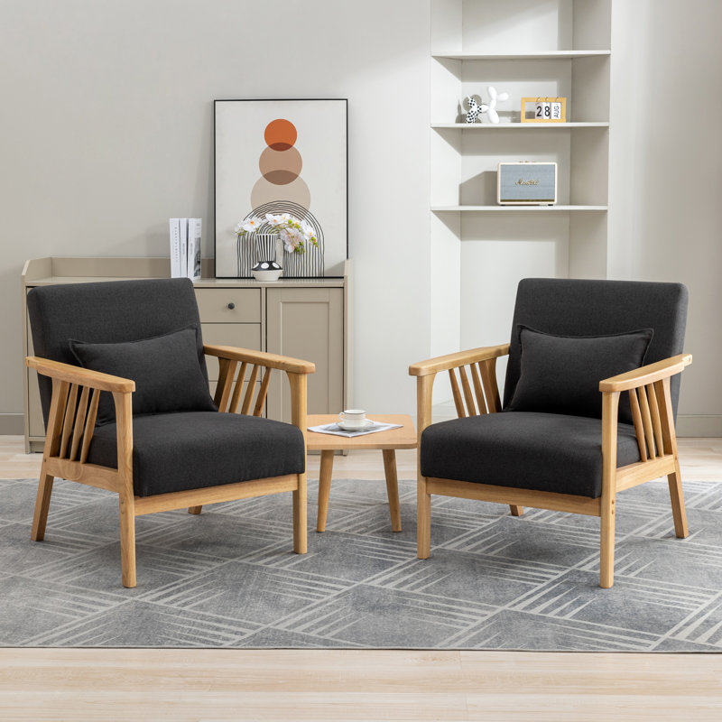 Raeliegh Upholstered Armchair, Gray Linen