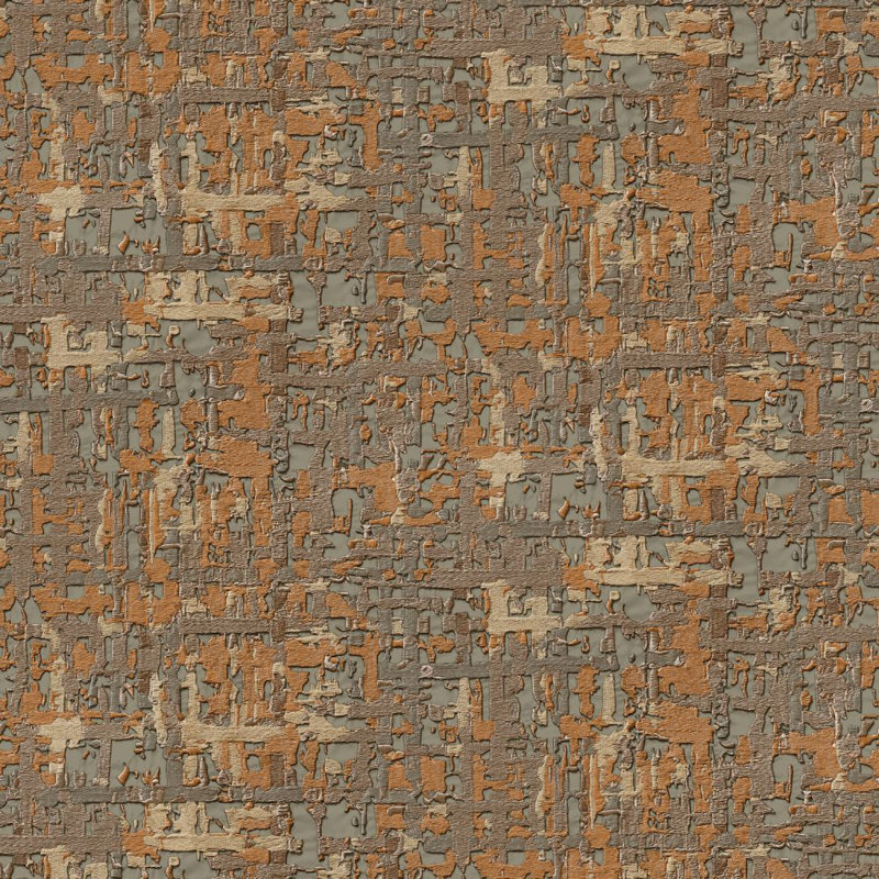 Rouleau de papier peint texturé L 33 pi x l 21 po Modern, Brun / métallique / orange