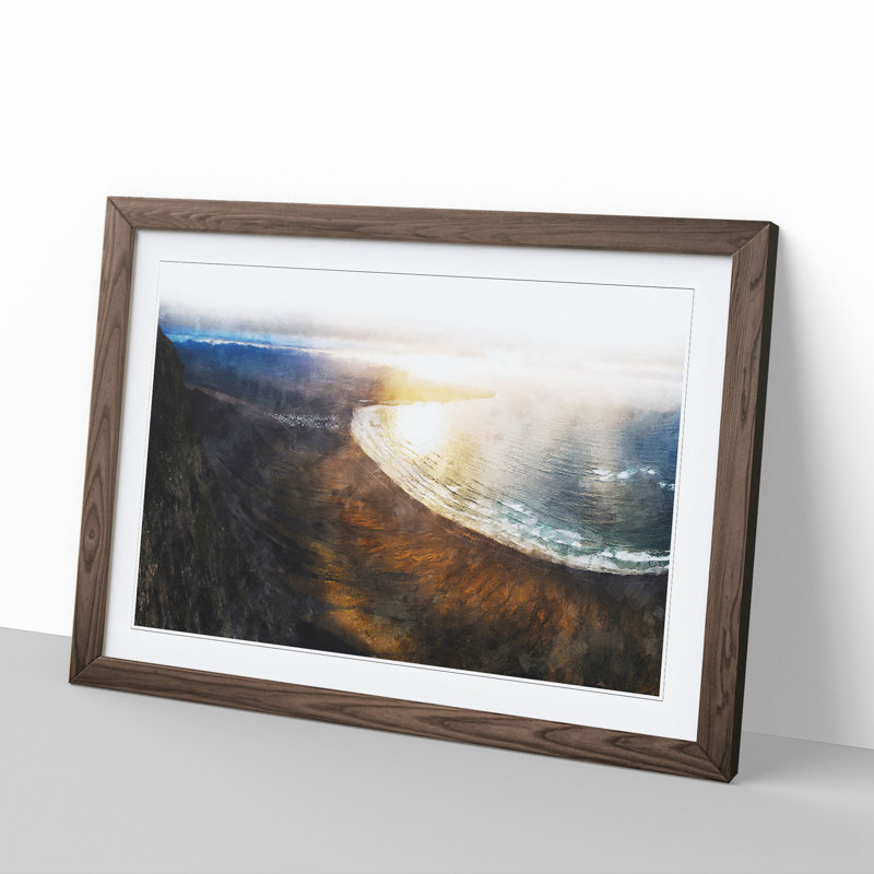 Mountain View of Lanzarote in Spain - Framed Print, 36cm H x 48cm W x 2cm D, Walnut Framed