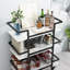 Metal Bar Cart, 3-Tier Drink Trolley with Wine Rack, Glass Holder-1921224881