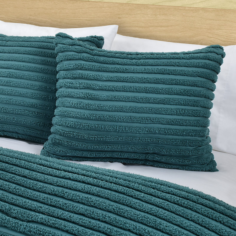Ensemble d'édredon Darcy, Édredon pour grand lit + 2 taies décoratives sta, Bleu sarcelle