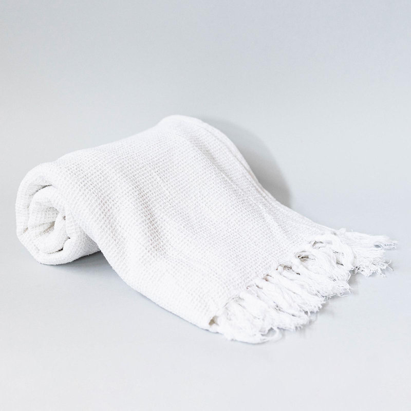 Jeté en coton gaufré 50 po x 65 po, Blanc