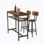 Table de bar, équipée de 2 tabourets de bar, avec dossier et cloison