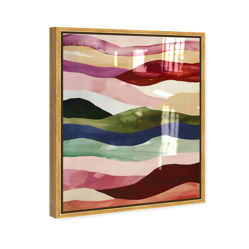 Oliver Gal Sunlit Illusions II Abstract - Hand-Applied Glass Coat Framed Canvas Art, Gold, 30" H x 24" W
