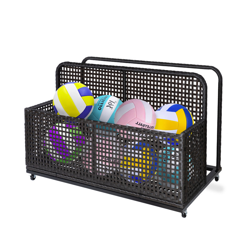 Poolside Float Storage, Outdoor Storage, Patio Poolside Float Storage Basket, Storage Box, PE Rattan Outdoor Pool Caddy with Rolling Wheels