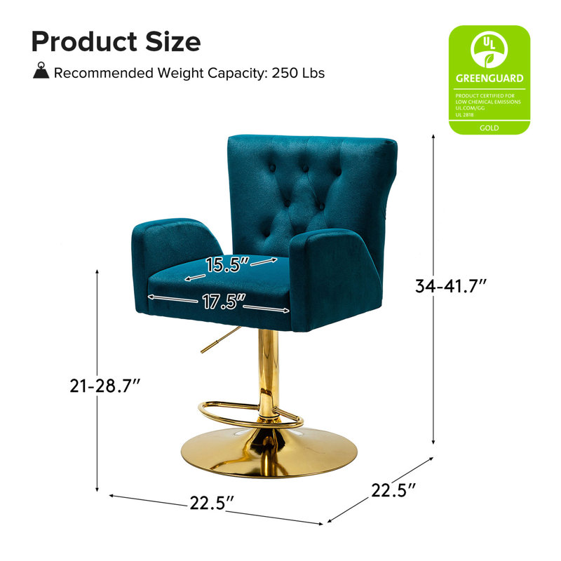 Tabouret de bar rotatif Theo, Sarcelle