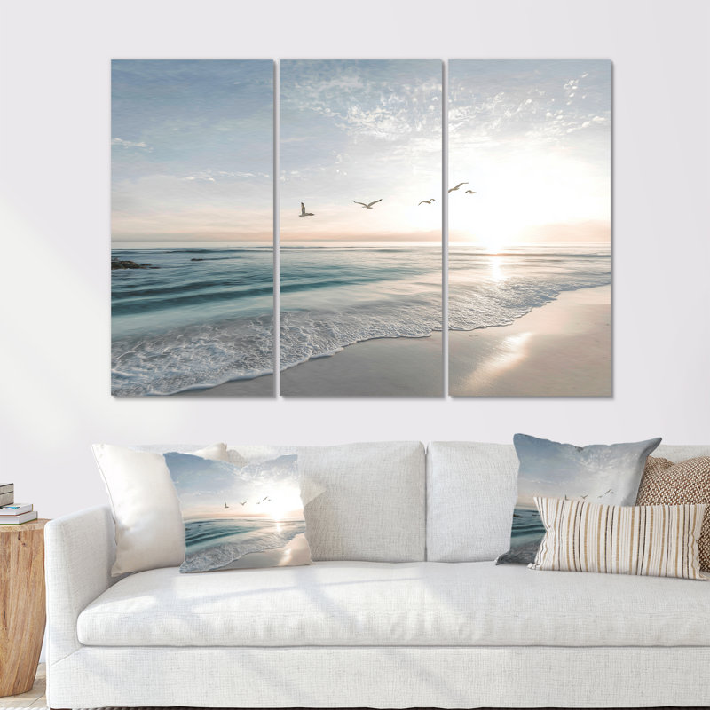 Ensemble de salon art mural blanc et bleu, H 40 po x l 60 po, Frameless Metal Print, Ne s’applique pas