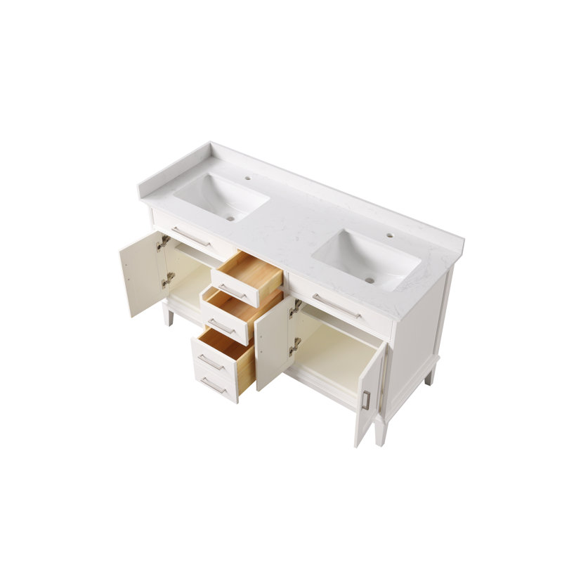 60" Double Sink Bathroom Vanity-White