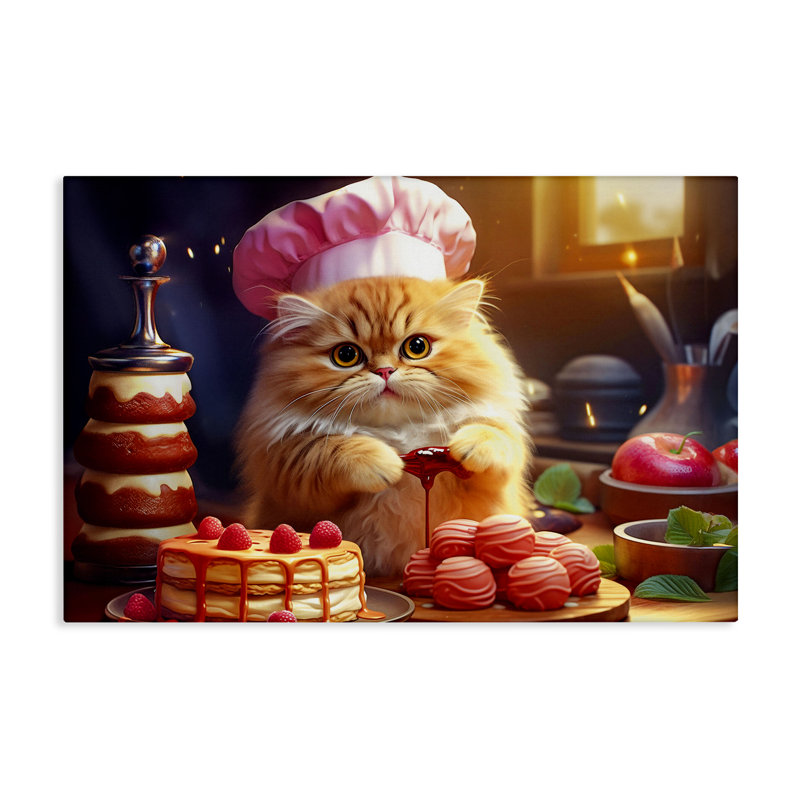 Toile de chat Fluffy Baker, design par Image World, H 24 po x l 36 po