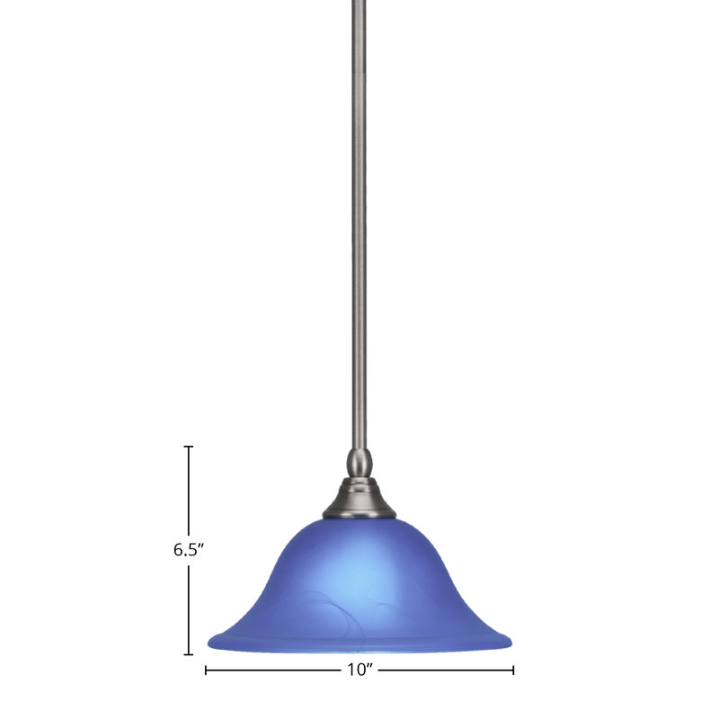 Mini-luminaire suspendu suspendu avec verre italien bleu 10 po, Nickel brossé