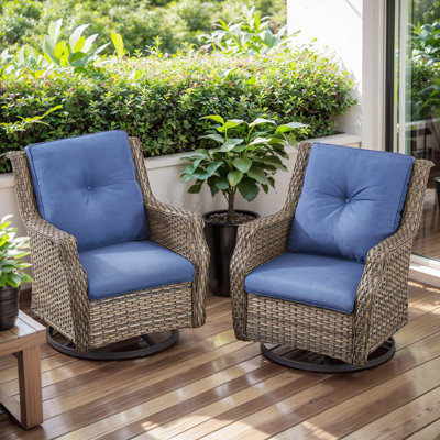Merlene Outdoor Patio Swivel Rocking Chairs With Cushions (Set Of 2)