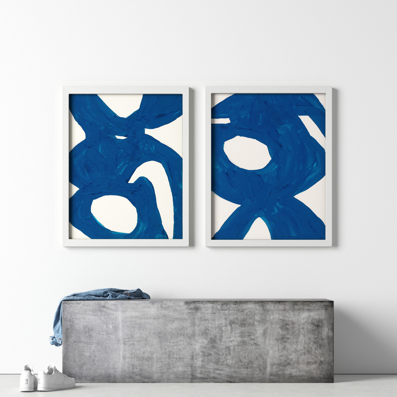 Goodall "Blue Harmony" 2-Piece Print Set, 20" H x 32" W, White