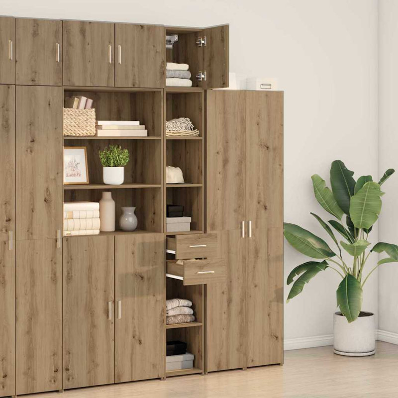 Slim Storage Cabinet 30X42.5X225 Cm Engineered Wood, Artisan Oak