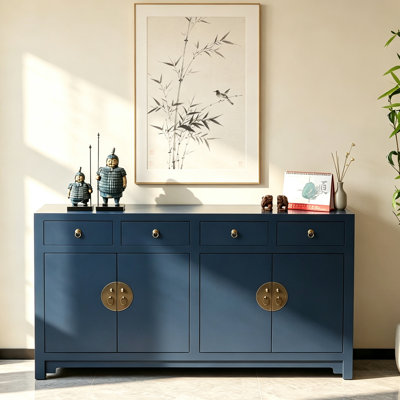 New Chinese Style Solid Wood Entryway Cabinet
