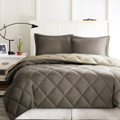 3M Comforter Full/Queen - Reversible, 2 Shams With Flange Zipper Closure, Warm, Machine Washable, Soft & Breathable Fill, Shams, Warm Washable