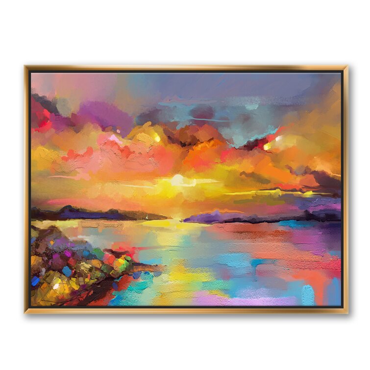 SUMMER SUNSET HAND PAINTED CANVAS FRAMED WALL ART - Rite At Home Atlanta