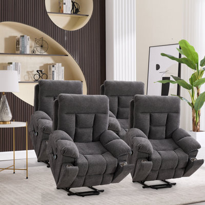 Fauteuil inclinable électrique en microfibre surdimensionné de 39,76 po de largeur avec rembourrage ultra doux avec support chauffant pour massage et porte-gobelets, port USB et poche latérale