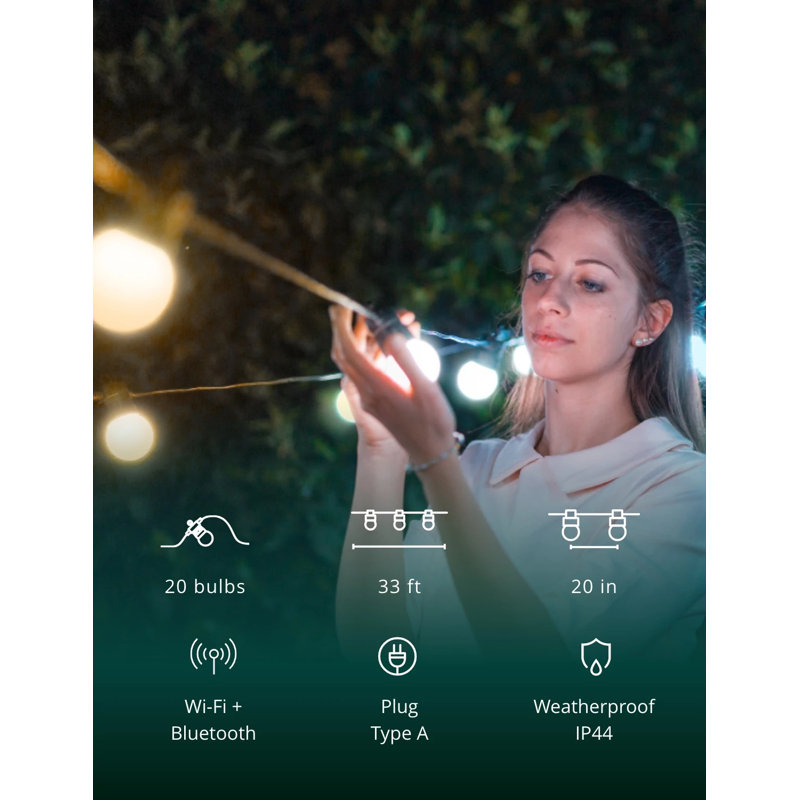 33ft White and Yellow LED String Lights with Smart Control