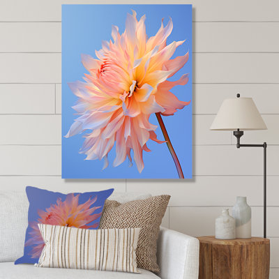 Corail dahlia dans le vent sur toile