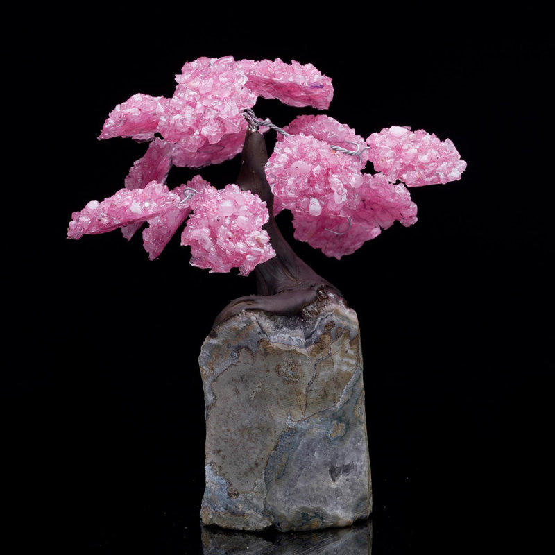 Quartz rose avec pierres précieuses et améthyste