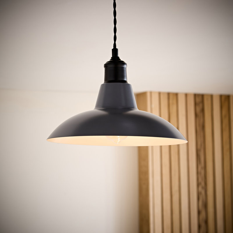 12.2cm H Metal Bowl Pendant Shade ( Screw On ), Dark Grey