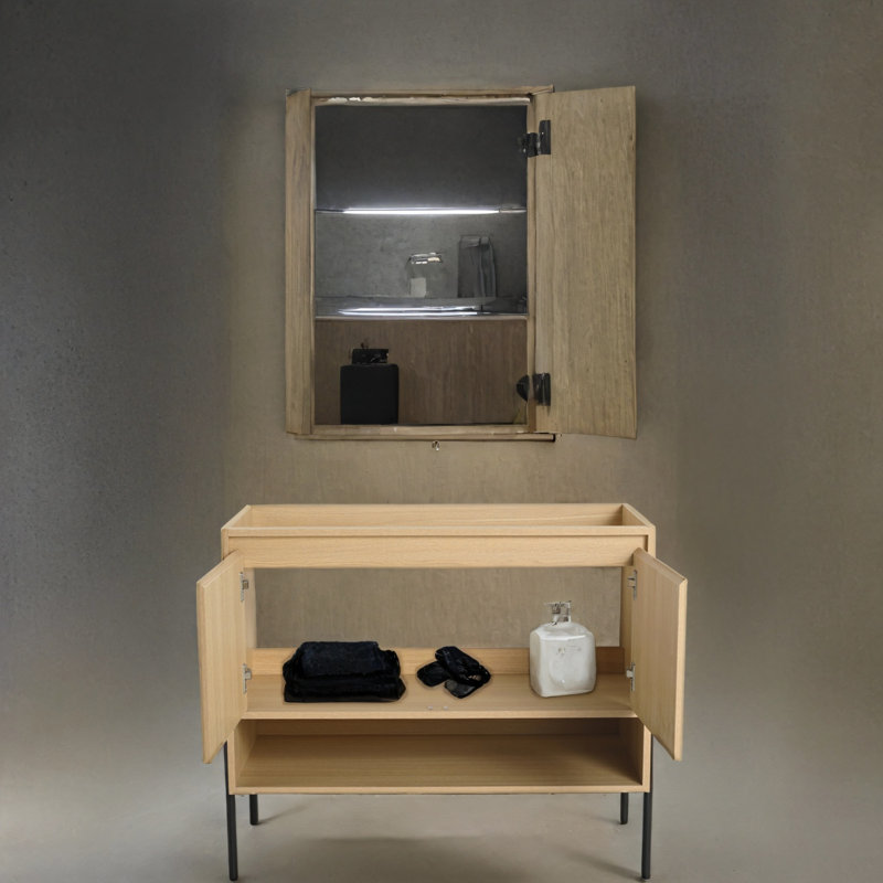 Armoire de salle de bain autoportante à 2 portes à fermeture douce