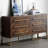 Dark Wood 6 Drawer Dresser With Gold Metal Base