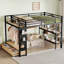 Grand lit mezzanine en métal avec garde-robe-676032477