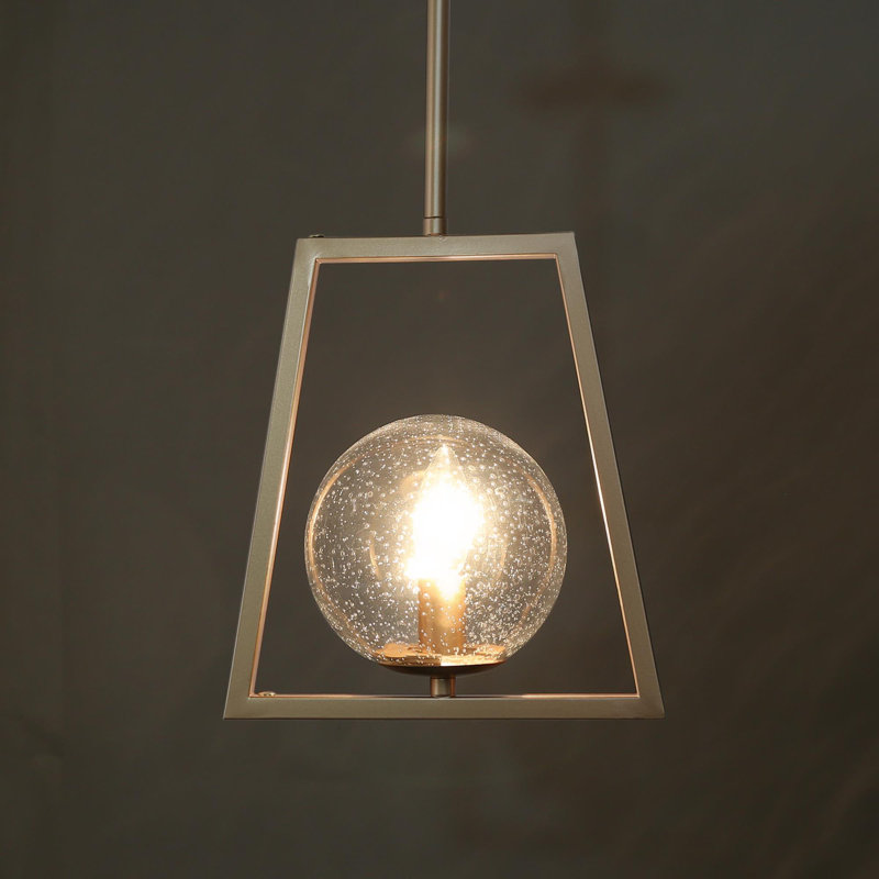 Labonte 1-Light Mini Cage Pendant Light - Seeded Glass