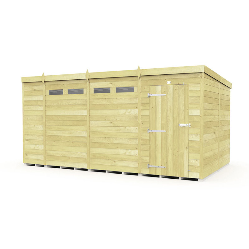 15ft x 8ft Pent Security Shed - Single Door