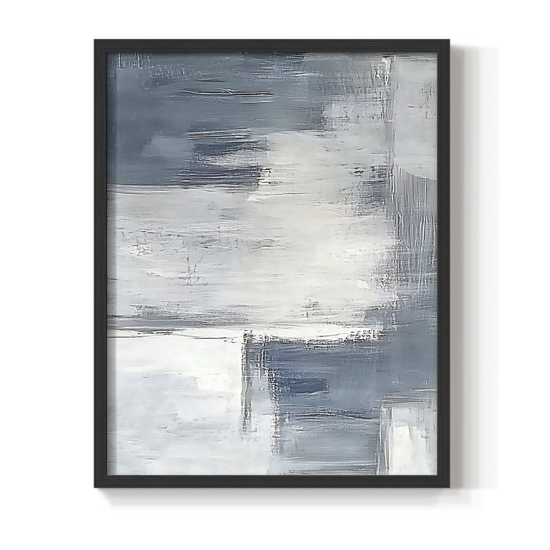 Abstrait, encadré, prêt à accrocher , H 14 po x l 11 po, Noir