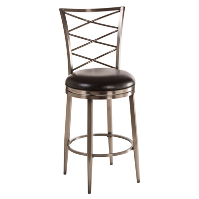 Christionna Swivel Upholstered Counter Stool with Metal Frame