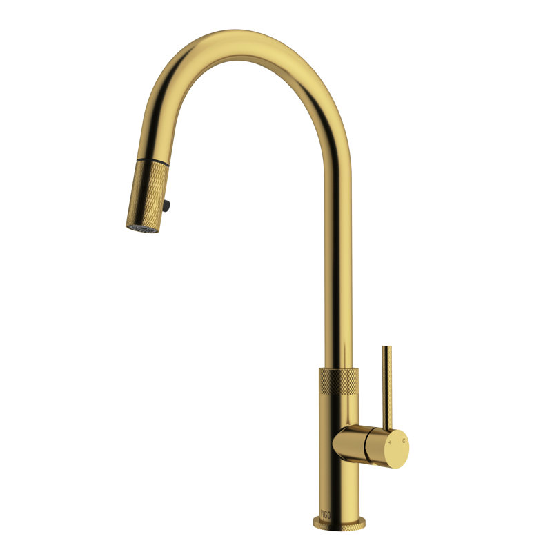 Robinet de cuisine à douchette extractible 2 fonctions H 19 po Bristol, Or brossé mat